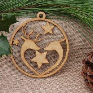 boule de noël en bois mdf décor biche et cerf