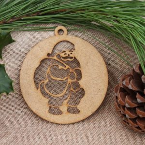boule de Noël en bois mdf décor père Noël