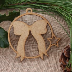 boule de noël en bois mdf décor nœuds