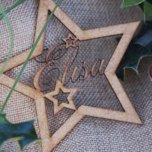 étoile de Noël en bois à personnaliser avec un prénom